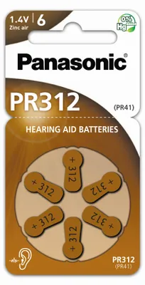 Produktbild von Panasonic PR-312c(41) / 6LB Knopfzelle Zink-Luft für Hörgeräte