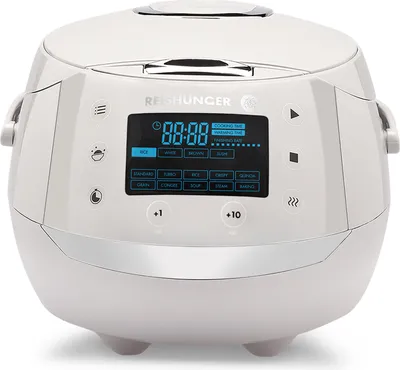 Produktbild von Reishunger Digitaler Reiskocher (860W/1,5l), Grau, für bis zu 8 Personen, Multikocher mit 12 Programmen, grau