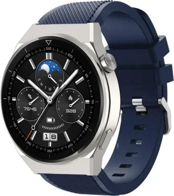 Produktbild von Strap-it Huawei Watch GT 3 Pro 46mm Silikonarmband (Dunkelblau)