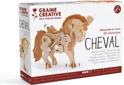 Immagine prodotto di Graine Creative cavallo meccanico in legno 3D kit - Giocattolo educativo