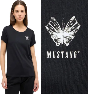 Zdjęcie produktu dla MUSTANG, damska koszulka, model Alma, rozmiar S, kolor czarny, sportowa, t-shirt, koszulka