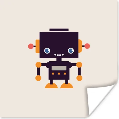 Produktbild von MuchoWow® Poster Roboter - Antenne - Orange - Beige - Kind - Kinder 50x50 cm - Wohnzimmerdekoration