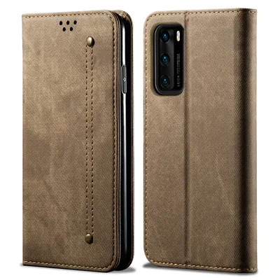 Obrázek produktu pro Huawei P40 Pouzdro, Kožené Peněženkové Pouzdro s Magnetickým Uzavíráním a Pouzdro s Funkcí Stojánku pro Huawei P40 Huawei P40 Khaki