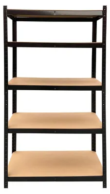 Immagine prodotto di Scaffale portante – scaffale per magazzino – 5 ripiani – struttura in metallo robusta – ripiani in legno composito – sistema a incastro – 200 x 100 x 50 cm
