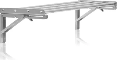 Immagine prodotto di Mahlzeit Scaffale da parete in acciaio inox con design a barre, 90 x 30 cm, scaffale da cucina, pieghevole, argento, montaggio a parete