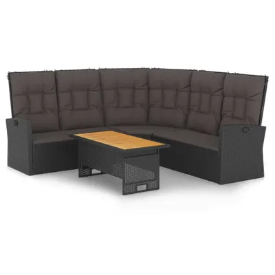 Produktbild von vidaXL 2-tlg. Garten-Lounge-Set mit Kissen Schwarz Poly Rattan