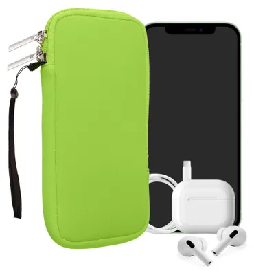 Produktbild von kwmobile Neopren Handytasche für Smartphones XXL - 7" - Handy Tasche mit Reißverschluss - Handyhülle universal Neon Grün