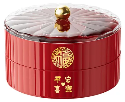 Produktbild von Servierplatte mit Deckel, unterteilt, ein-/zwei-/dreistöckig, für chinesisches Neujahr, dekorative Dessertschale, Snackplatte für Frühlingsfest-Partys