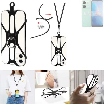 Produktbild von K-S-Trade 3in1 Handykette Handyband Handykordel Halsband Smartphone-Ring Handy-Ring kompatibel mit Infinix Smart 7 (6515) Fingerhalterung Handyring