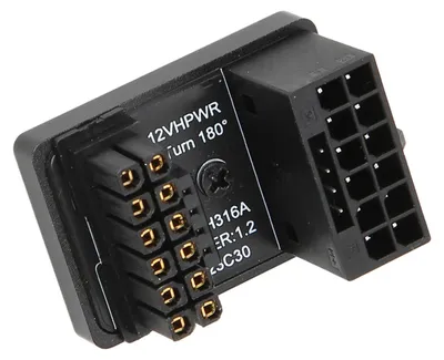Image de Connecteur PCIe pour GPU 600 W 12 V HPWR 16 broches mâle vers femelle, adaptateur d'alimentation pour GPU à 180 degrés pour ordinateur de bureau PH316 Noir