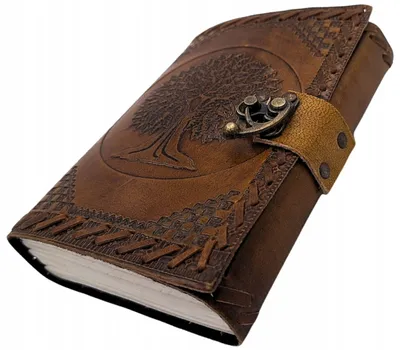 Produktbild von Vintage-Notizbuch aus Leder mit dem Motiv „Baum des Lebens“ AH01 Retro, 200 Seiten, A6