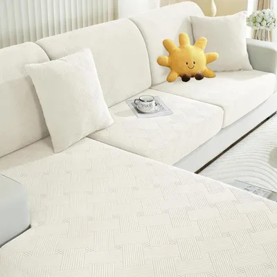 Produktbild von Sitzkissenbezug Stretch Creme Großer 1 Sitzer Geometrisches Design Rutschfest