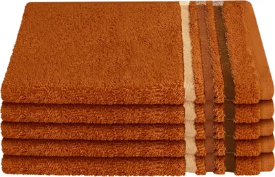 Produktbild von Schiesser Frottier Gästetuch Skyline Color im 5er Set | 100% Baumwolle aus nachhaltiger Produktion | saugstark, weich, farbecht | 30x50cm | Terrakotta