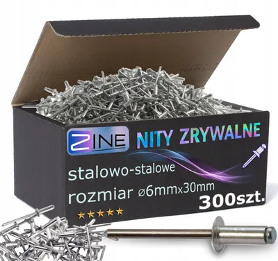 Obrázek produktu pro ZINE Ocelové nýty zrywalne 6x30mm, pozinkované, 300 ks