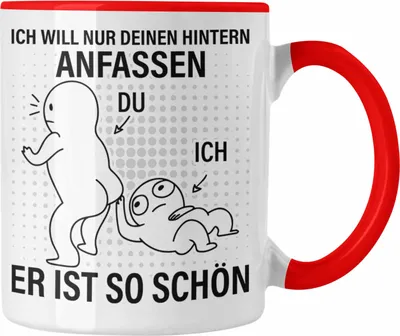 Produktbild von Trendation - Valentinstag Tasse Geschenk Freundin Hintern Anfassen Lustig Spruch Geschenkidee Frauen (Rot)