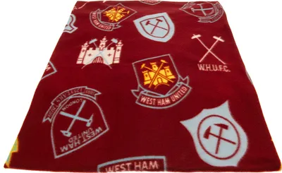 Obrázok produktu pre West Ham United FC - deka, fleece TA11146 (jedna veľkosť) (vínovo červená/modrá/žltá)