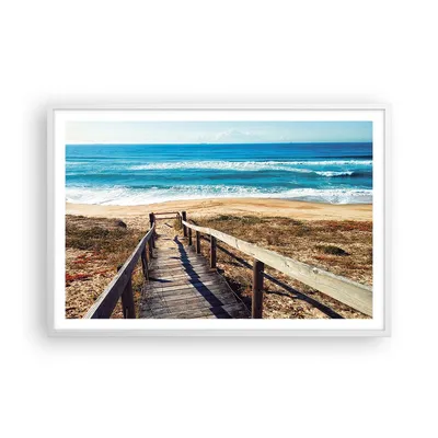 Produktbild von Gerahmtes Poster - Weißer Rahmen - Meer Strand Eintritt - 91,5x61 cm - Wand Bild - Wanddeko - Wandbilder - Kunstposter - Wandposter - Bilderrahmen - Bilder - Kunstdruck - Wandbild - P2WAA91x61-4359