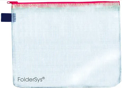 Image de Sachet zippé FolderSys, DIN B6, PVC, fermeture éclair textile rouge, sachet incolore, (H x L) 183 x 230 mm