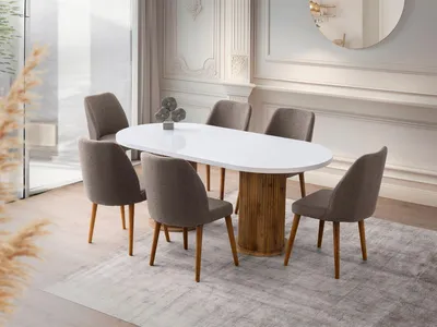 Produktbild von Skye Decor, Hochwertiger Esstisch 180 cm, Weiß, 100% Melamin, 100 kg Tragkraft