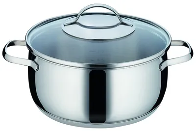 Bratentopf 24 cm, 2,8 L, Edelstahl, mit Glasdeckel