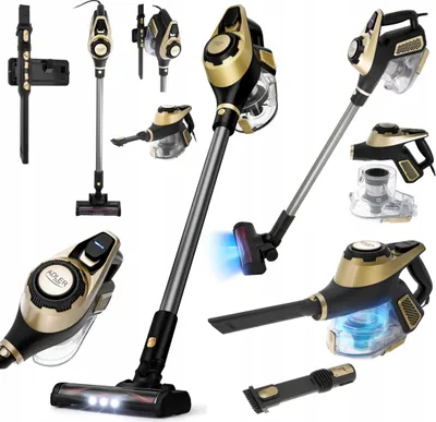 Zdjęcie produktu dla Odkurzacz pionowy bezworkowy Adler Light Gold 700 W z turboszczotką LED 3w1