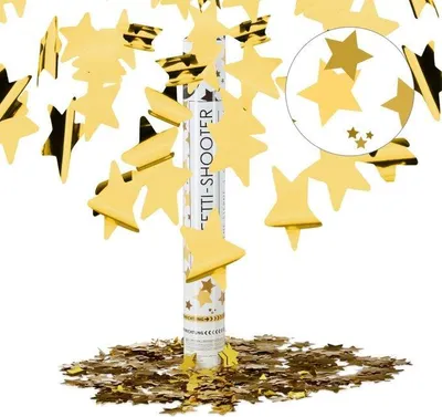 Produktbild von Konfettikanone mit goldenem Sternenkonfetti