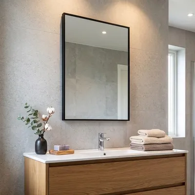 Produktbild von Spiegel 60x80 mit mattem schwarzen Rand umkehrbar