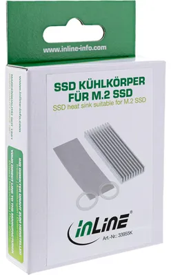 Produktbild von InLine® M.2 SSD Kühlkörper, passiv, Kühlrippen, silber