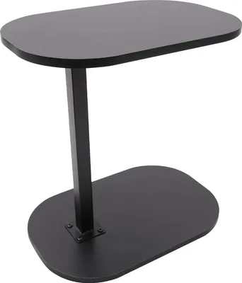 Imagen del producto de Mesa auxiliar en forma de C, pequeña mesa de centro, con altura ajustable de 45 a 80 cm, de color negro, ideal para salones, estudios, dormitorios y oficinas