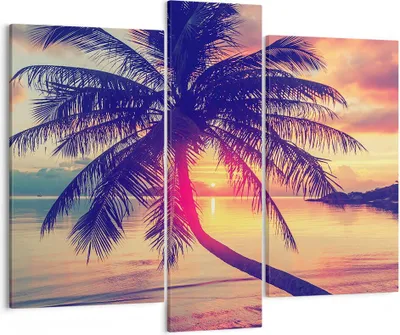 Produktbild von Bild auf Leinwand - Leinwandbild - Meer Strand Palme - 95x80cm - Wand Bild - Wanddeko - Wandbilder - Leinwanddruck - Bilder - Kunstdruck - Wanddekoration - Leinwand bilder - Wandkunst - CB95x80-3925