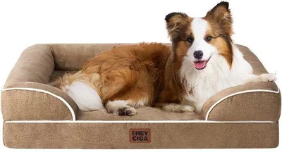 Immagine prodotto di Cuccia ortopedica per cani 104x69x15 cm, lavabile, impermeabile, antiscivolo, con bordi alti, beige