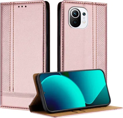 Produktbild von Handyhülle für Xiaomi 11 Leder Flip Klappbare Schutzhülle mit Standfunktion Pink