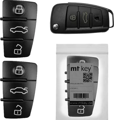 Produktbild von Auto Schlüssel Tasten Set 2X Tastenfeld 3 Tasten kompatibel mit Audi Klappschlüssel A1 8X A3 8P 8V A4 B7 A6 C6 TT 8J Q3 8U Q7 4L