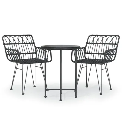 Obrázek produktu pro vidaXL 3dílný zahradní jídelní set Black Poly Rattan