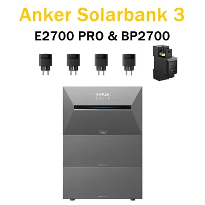 Produktbild von Anker SOLIX Solarbank 3 E2700 Pro Solarspeicher Balkonkraftwerk mit BP2700 Akku x2 、Smart Plug×4、Smart Meter und Smart KI Eigenschaf