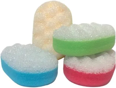 Produktbild von 4er-Set Massageschwämme, Dusch- und Badeschwämme mit ovaler Peelingfläche