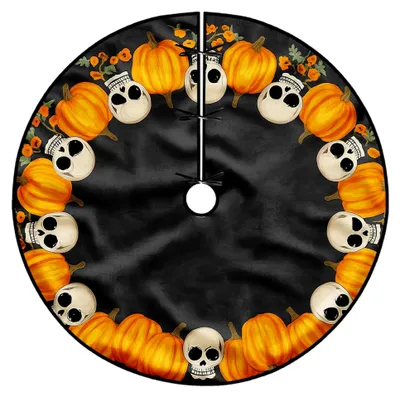 Produktbild von Kürbis-Baumrock für Halloween, schwarze Totenkopf-Blume, 121,9 cm, Dekoration für Innen- und Außenbereich