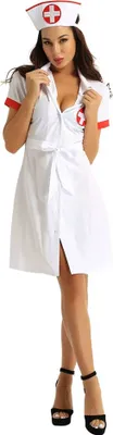A woman in a nurse costume posing.