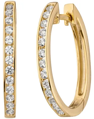 Produktbild von Creolen Ohrringe, weiße Zirkonia oval 375 Gold Gelbgold Goldohrringe Ohrschmuck