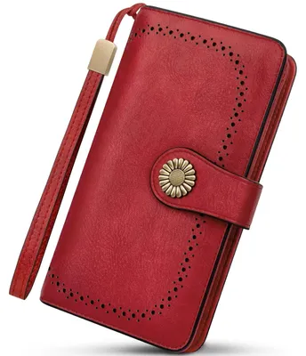 Imagen del producto de Cartera de cuero para mujer con protección RFID y 26 ranuras para tarjetas
