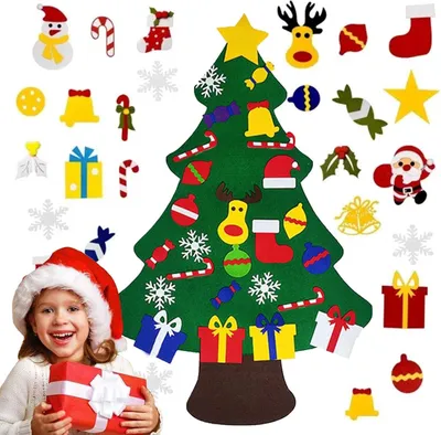 Produktbild von Weihnachtsbaum mit abnehmbaren Filzornamenten DIY Weihnachtsdekoration