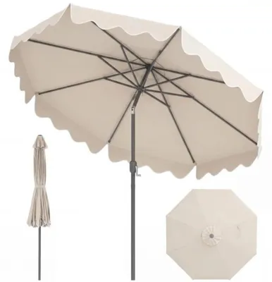 Zdjęcie produktu dla Parasol ogrodowy z korbą i regulacją kąta nachylenia 30°, model NP13392BE, średnica 270 cm, kolor beżowy