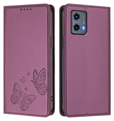 Image de Étui en cuir pour Motorola Moto G 5G 2023, motif papillon, étui à rabat avec porte-cartes, violet