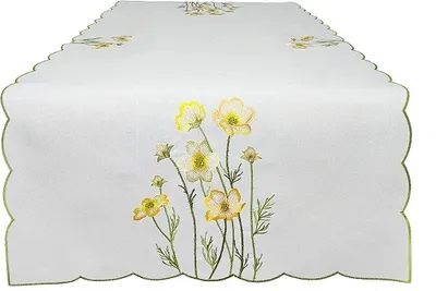 Produktbild von Tischdecke, weiß, bestickte Blumen, Frühling 440 40x140 cm