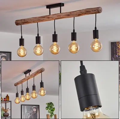 Produktbild von Tubione moderne Deckenlampe aus Holz/Metall in Natur/Schwarz
