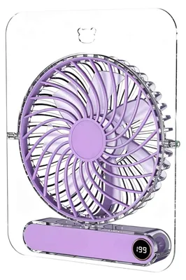Zdjęcie produktu dla Zimilo – ultracienki, przenośny mini wentylator stołowy, ładowany przez USB, 7 łopatek, 5 prędkości, składany, obracany o 180°, akumulator 1800 mAh, fioletowy