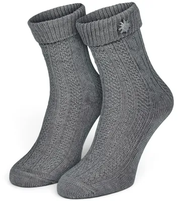 Produktbild von Black Snake Trachtensocken 1 Paar Edelweiß-Pin Zopfmuster Wiesn - 39/42 - Grau