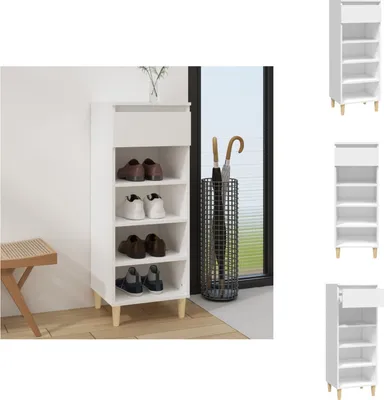 Image de vidaXL Armoire à chaussures blanche 40x36x105 cm Bois composite - Étagères à chaussures & Armoires à chaussures