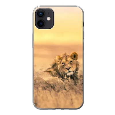 Produktbild von MuchoWow® Handyhülle Schutzhülle Hülle für iPhone 12 mini Löwen - Gras - Himmel Silikon Softcase Handy Hülle - Bild