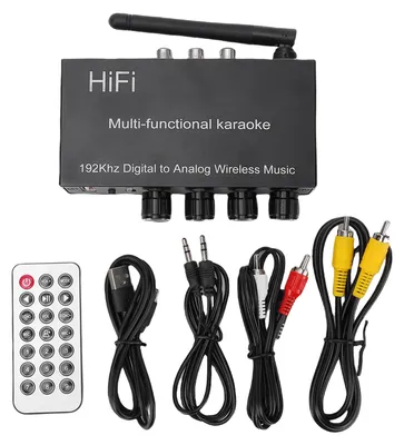 Image de Système de haut-parleurs intégré, adaptateur audio, récepteur Bluetooth, mélangeur karaoké, convertisseur numérique-analogique avec microphone, entrée optique, coaxiale, AUX et USB, 3
